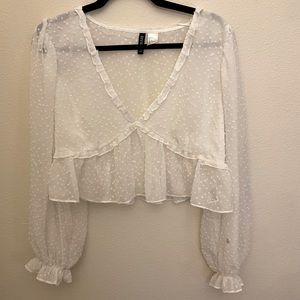 Beautiful sheer white cropped blouse